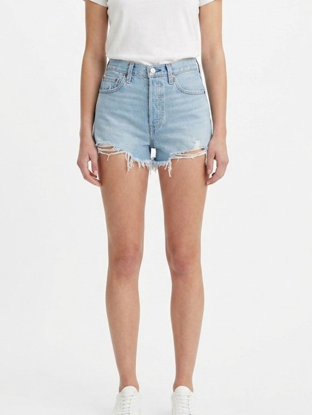 Levi’s 501 Distressed Cut-Off Denim Shorts Size 27 Light Wash 5 Button Classic